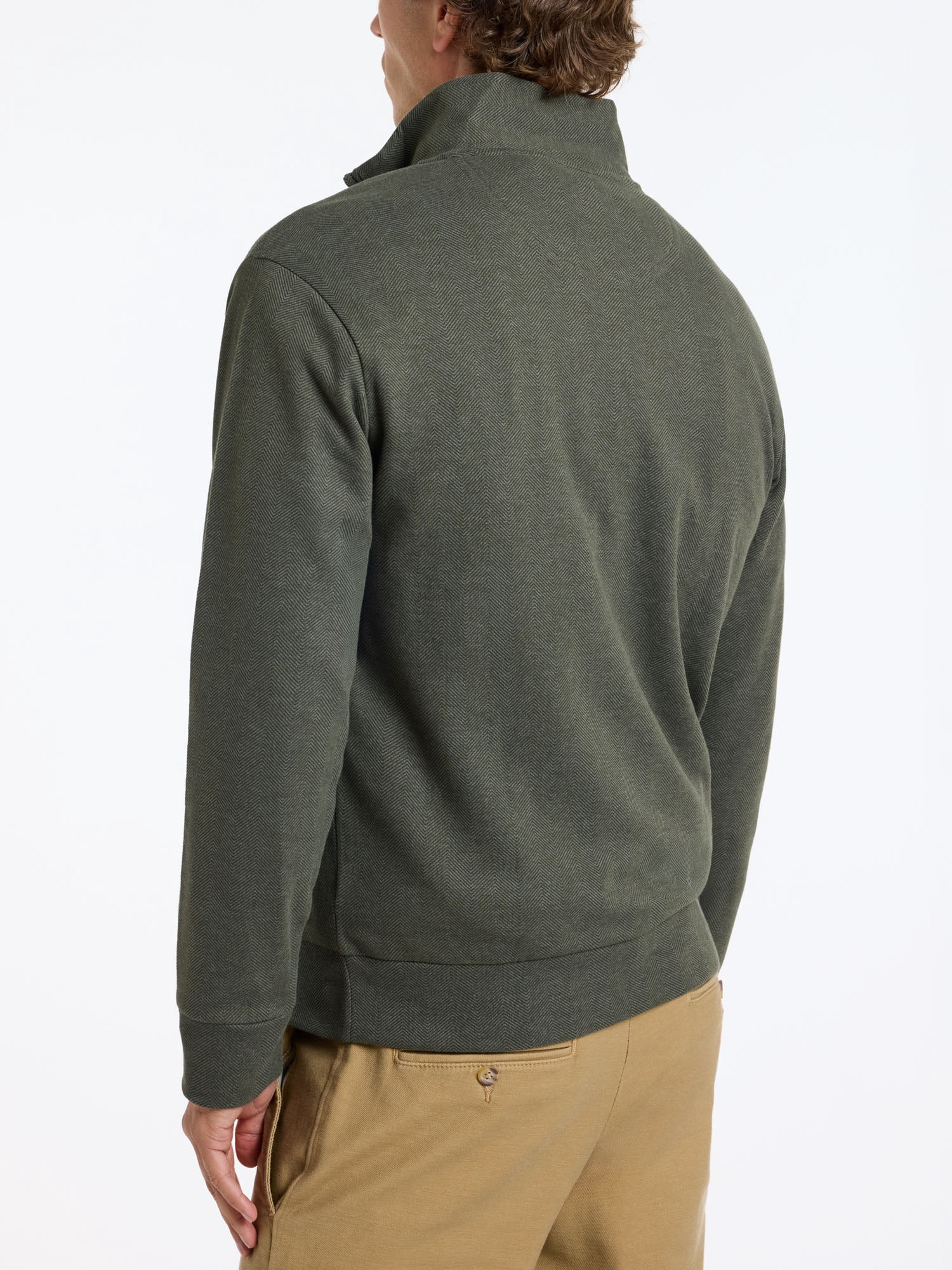 U.S. Polo Assn. Men's Premium Feel Herringbone Quarter Zip Pullover
