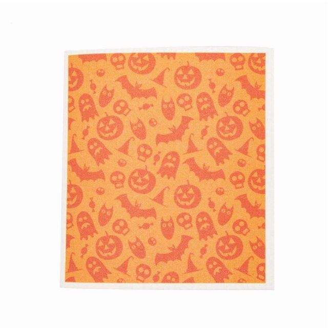 1 paño de cocina de Halloween, biodegradable, con forma de murciélago, for limpiar la mesa, de algodón y pulpa de madera absorbente de agua.