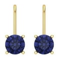 thumbnail image 3 of Clara Pucci 2 ct Brilliant Round Cut Drop Dangle VVS1 Genuine Conflict free Blue Tanzanite Solid 14K Yellow Gold Designer Everyday Earrings Lever Back, 3 of 5