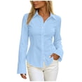 thumbnail image 2 of Neewe Plain Cardigan for Women V Neck Lightweight Trendy Long Sleeve Lapel Collar Zip Cardigans Daily, 2 of 7