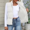 thumbnail image 4 of JGGSPWM Women Fashion Puffer Vest Sleeveless Cropped Outerwear Warm Winter Lightweight Coat Stand Up Collar Down Jackets With Pockets White XL, 4 of 5