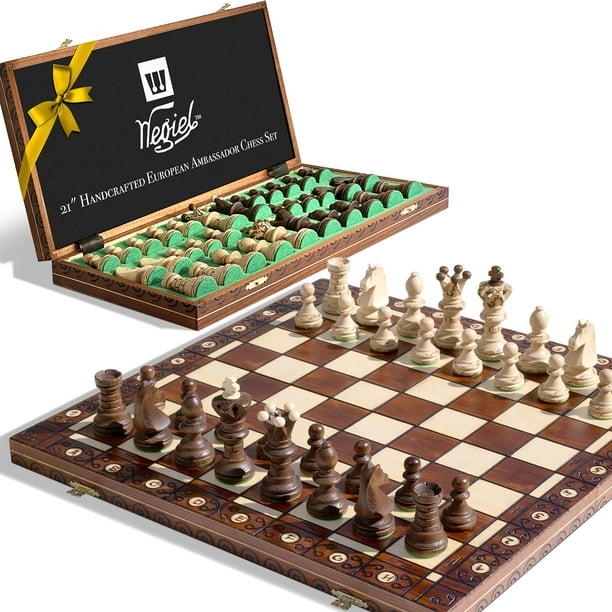 Juego de ajedrez Wegiel European Ambassador de madera de 53 cm con tablero