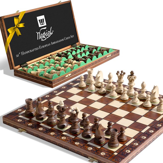 Juego de ajedrez Wegiel European Ambassador de madera de 53 cm con tablero