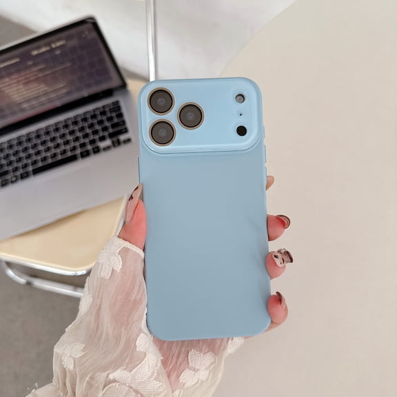 Slim Case for iPhone 17 Pro with Camera Lens Protector, Plain PC Shockproof Skin-Feel Non-yellowing Enhanced Camera Protection Phone Cover for iPhone 17 Pro, Blue