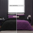 thumbnail image 3 of D.N.G. BEDDINGS 3 Piece Luxury Reversible Diamond Pattern Comforter Set Premium Super Soft, All Season 800 TC, 100% Egyptian Cotton Full/Queen Size Plum/Black Solid Color, 3 of 7