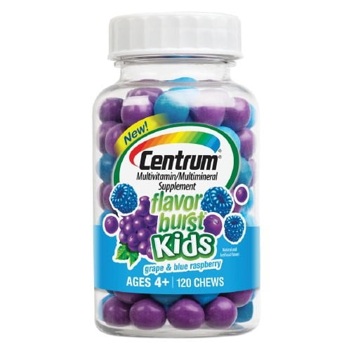 Centrum Kids Flavor Burst Multivitamin Chews, Grape & Blue Raspberry