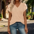 thumbnail image 2 of Feancey Womens V Neck T-Shirts Eyelet Petal Sleeve Summer Tops Dressy Casual Business Blouse Comfy Loose Pullover Tees Birthday Gifts Khaki XL, 2 of 10