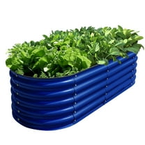 Olle Galvanized Raised Garden Beds Outdoor Plant Boxes Outdoor Garden 17" Tall Metal Raised Garden Bed 12-In-1 Garden Beds Outdoor for Vegetables, Cobalt Blue 17" Tall