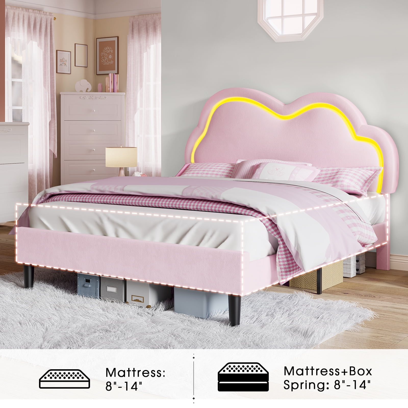 Jocisland Fullsize Bed Frame with Adjustable Cloud Headboard Jocisland Fullsize Bed Frame with Adjustable Cloud Headboard