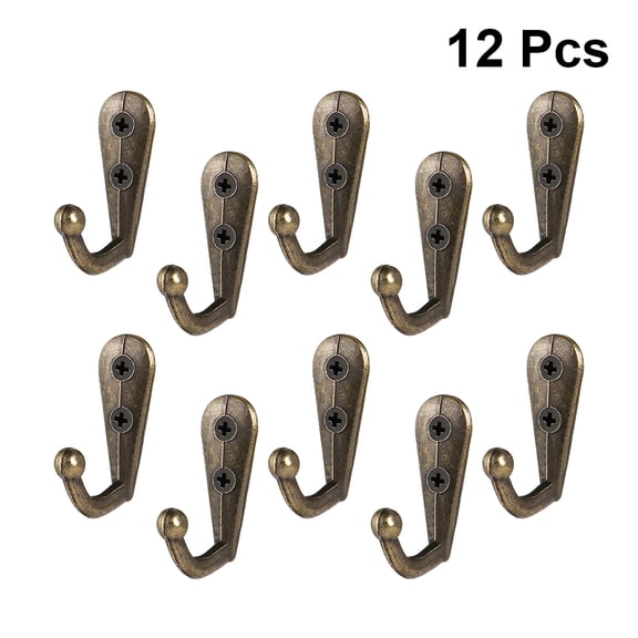 ULTNICE 12PCS Heavy Duty Wall Coat Hooks Coat Hooks Bronze Zinc Alloy Utility Hooks for Garage