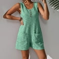 thumbnail image 5 of QATAINLAV Rompers for Women Sleeveless Button Down Waffle Overalls Shorts Loose Fit One Piece Tank Jumpsuits with Pockets Summer Vacation Outfits Green L Limited Time Sale, 5 of 6