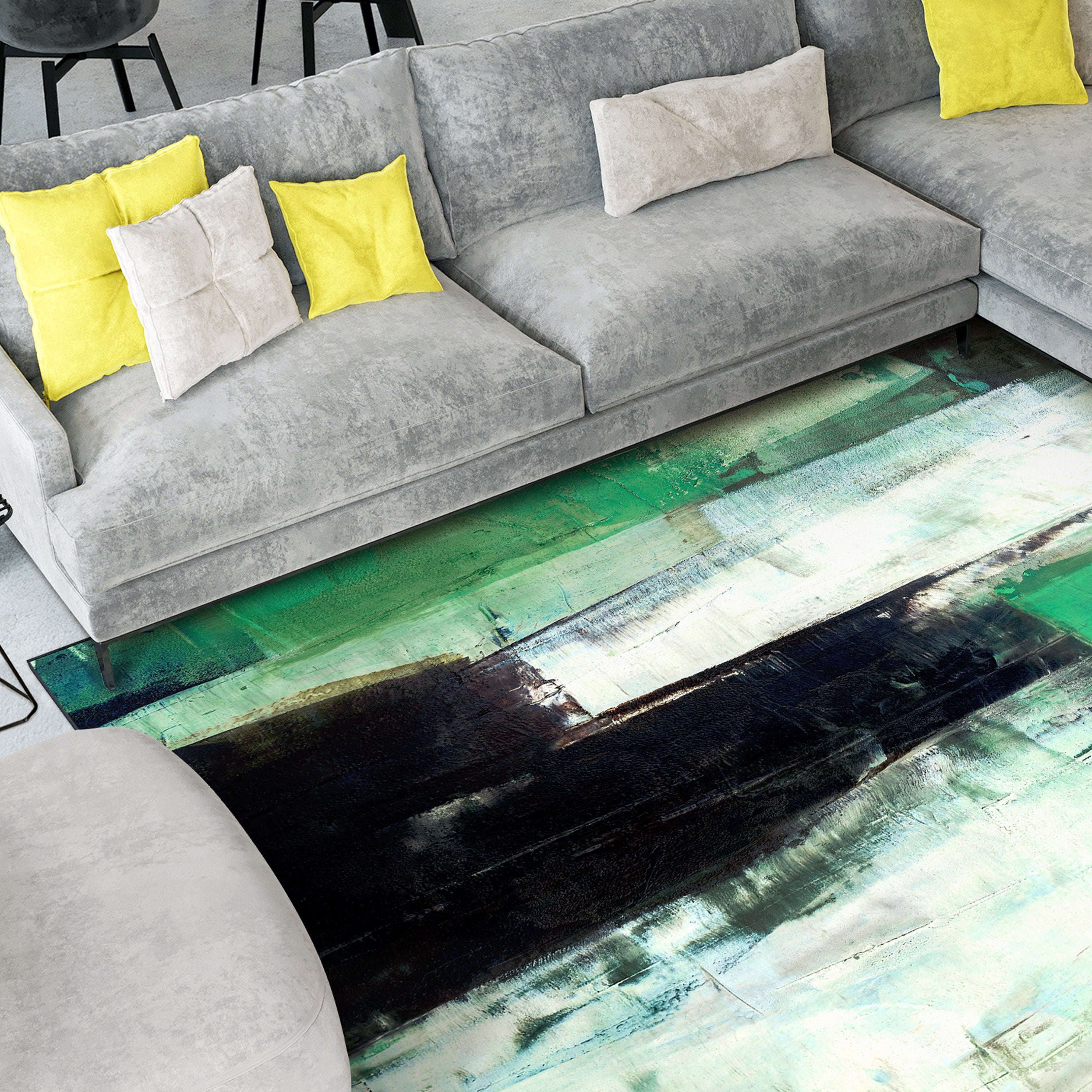 Verdure Washable Abstract Art Area Rug size 8'x10', Power-loomed, Heavenly Softness with Non-Slipping Backing