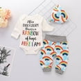 thumbnail image 2 of MAMOWEAR Newborn Baby Boys Girls Rainbow Romper Tops + Pants Hat Outfits Clothes Set, 2 of 8
