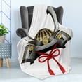 thumbnail image 4 of Japanese Soft Flannel Fleece Throw Blanket, Pattern of Classic Japanese Kabuto Custom Medieval Period, Cozy Plush for Indoor and Outdoor Use, 50" x 70", Grey Vermilion Yellow, by Ambesonne, 4 of 5