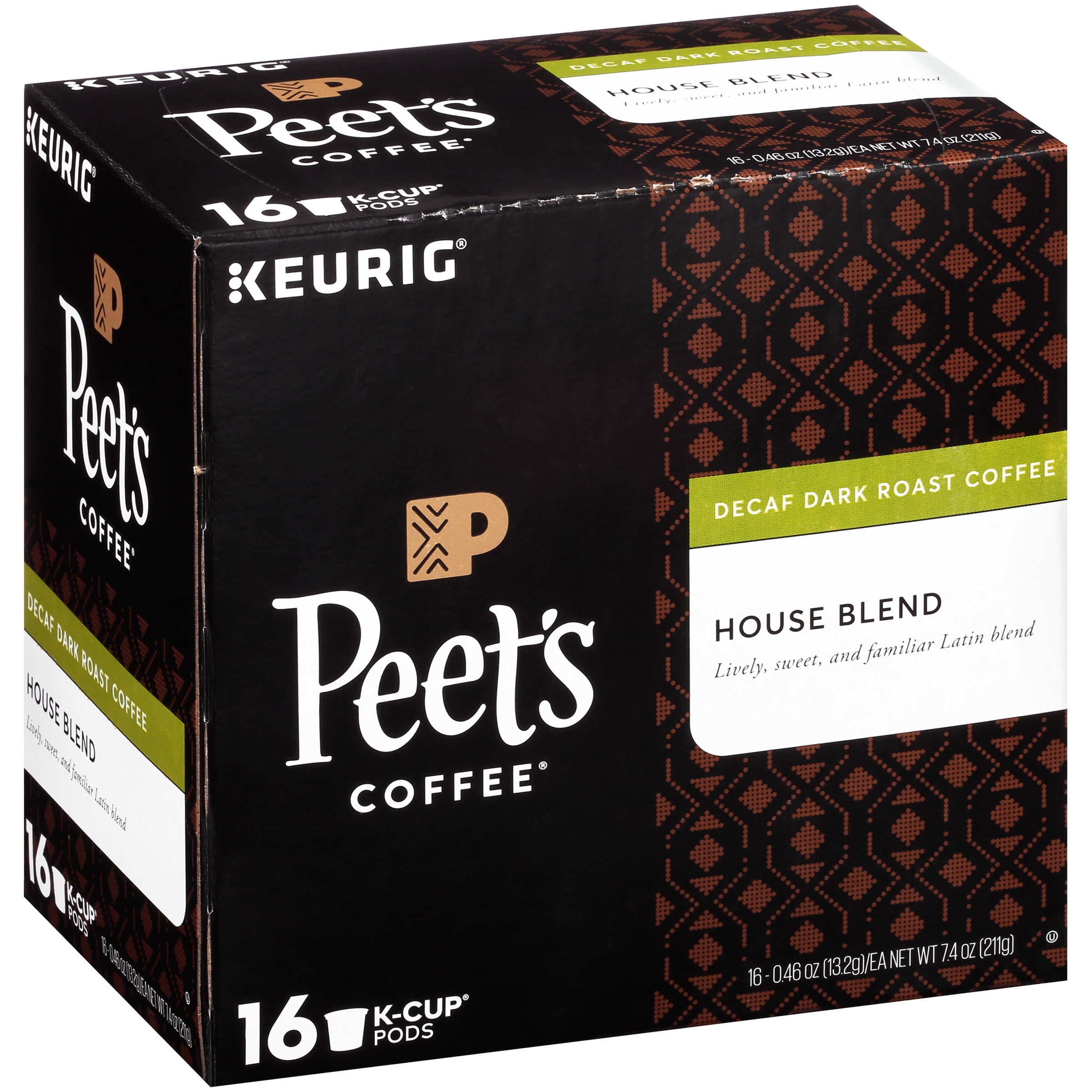 Peet's Coffee® Decaf House Blend Dark Roast Coffee K-Cup® Pods 16 ct Box
