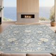 thumbnail image 2 of Design&I 9'x12' Washable Area Rug Chinoiserie Floral Bird Vintage Garden With Scrolling Branch Border for Master Suite, Under Bed, Sleek Flatweave Pet Friendly, 2 of 7