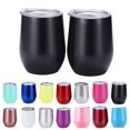 thumbnail image 2 of Coofit 2 Pcs Verres à Vin en Acier Inoxydable Isolés Verres à Bière avec Couvercle, 2 of 9