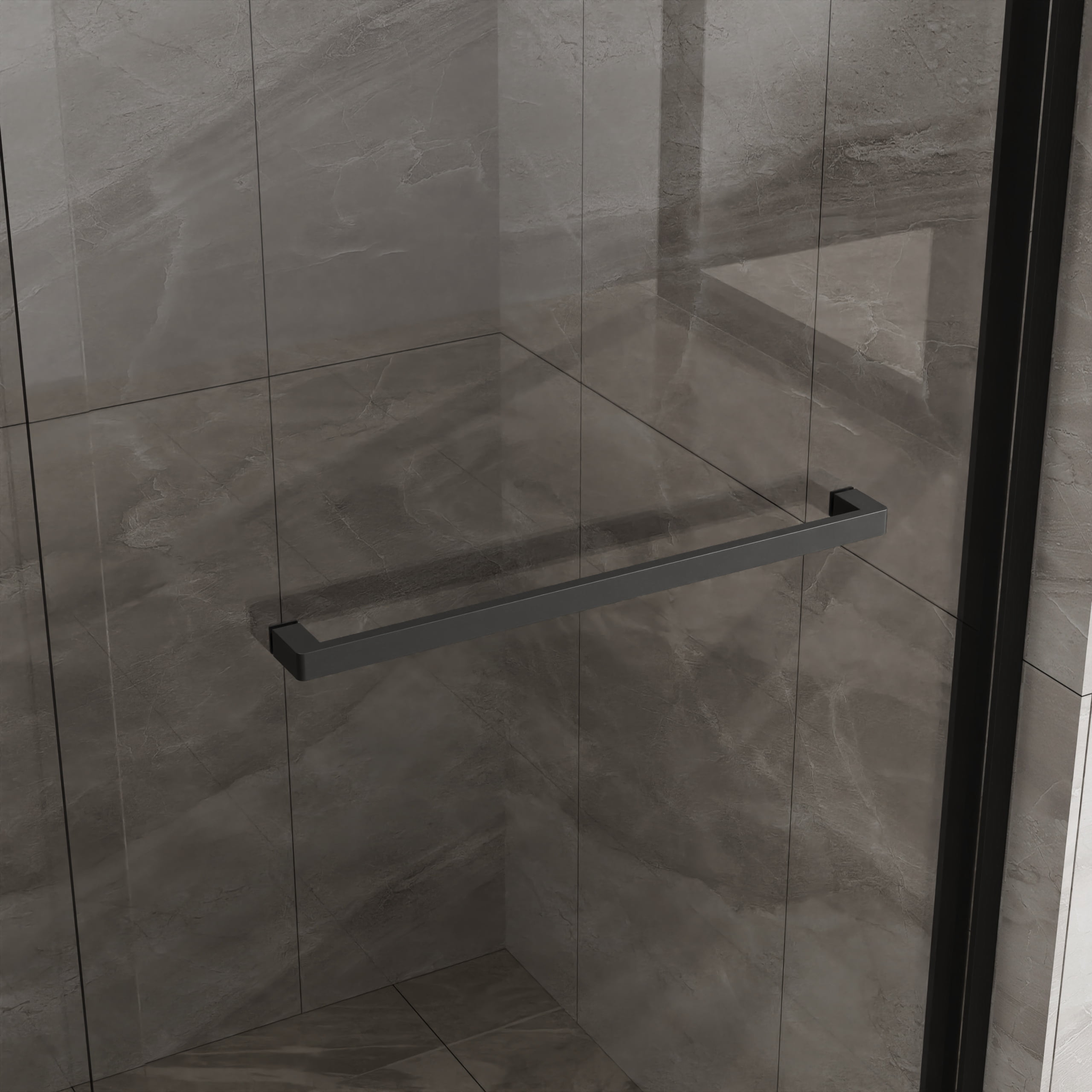 Leumius Double Sliding Glass Shower Door 60 in. W x 72 in. H,Aluminum Framed Shower Enclosure with SGCC Clear Tempered Glass, Stainless Steel Hardware, Matte Black02