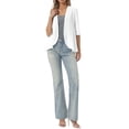 thumbnail image 2 of INSPIRE CHIC Lightweight Cardigan for Women Summer 3/4 Sleeve Open Front Netted Knit Ruffle Cardigans Cover Ups S White, 2 of 6