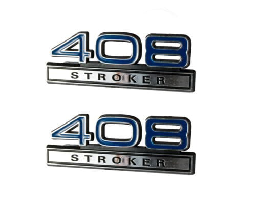 408 6.7 Liter Stroker Engine Emblems in Chrome & Red Trim 4 Long Pair 