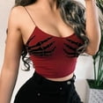 thumbnail image 6 of Skymirror Bodycon Crop Top Hand Print Gothic Sexy Close Fit Low Cut Camisole Clubwear, 6 of 8