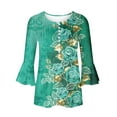 thumbnail image 4 of AXXD Button Down Shirts for Women V-neck Printed Summer 3/4 Sleeves Fashion Top for Woman Clearance Mint Green 4, 4 of 5