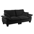 thumbnail image 2 of 2-Seater Loveseat Sofa Couch, Modern Fabric Small Sofa with Throw Pillows, Comfy Cloud Couch for Living Room Bedroom Apartment (Black), 2 of 11