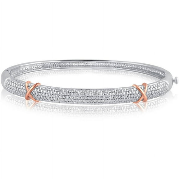 Diamond Accent Two Tone Fashion Bangle.