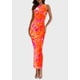 thumbnail image 3 of Vestido Maxi PRETTYGARDEN Floral Naranja para Mujer Talla XL, 3 of 5