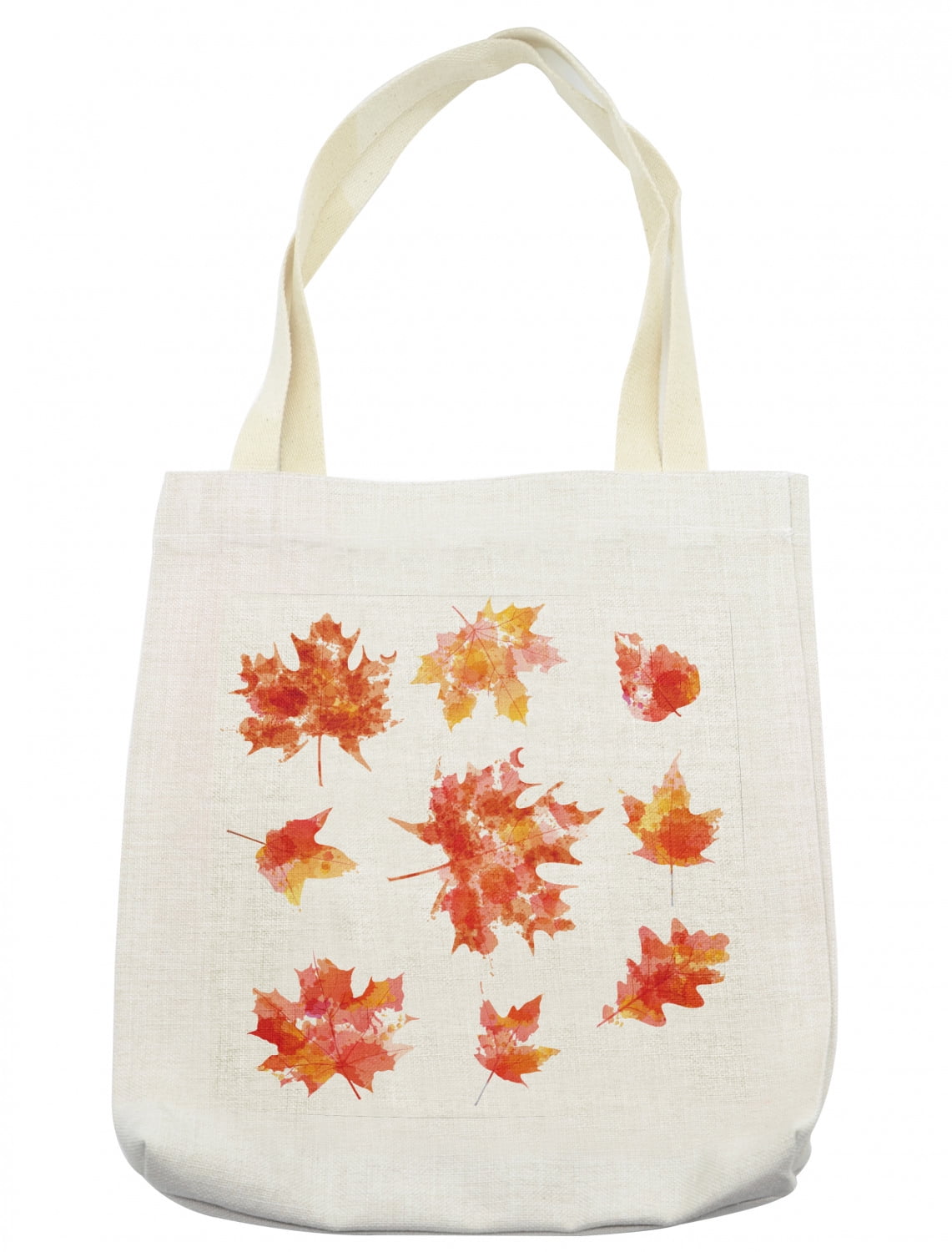 Leaves Tote Bag, Watercolor Effect Autumn Season Maple Leaf Pattern