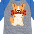 thumbnail image 3 of Corgi With Bone  - Toddler And Youth Raglan Graphic T-Shirt, 3 of 5
