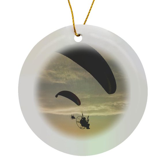 3drose, Paragliders, Extreme Sport, Iznik Lake, Turkey-as37 Aka1382 - Ali Kabas, Circle Porcelain Ornament
