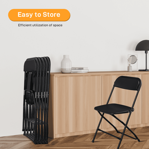 Alvantor 10 Pack Plastic Folding Chairs with Steel Frame, 350 lb Capacity, Black