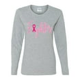 thumbnail image 2 of Wild Bobby Fighter Breast Cancer Survivor Breast Cancer Awareness Women Graphic Long Sleeve T-Shirt, Heather Grey, XX-Large, 2 of 6
