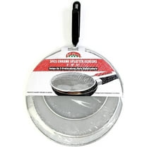 Bene Casa - Fine Mesh Chrome Splatter Shields with Cool Touch Handles and Hanging Loop Handle- 3 Piece Set (8",10", and 12") - Dishwasher Safe