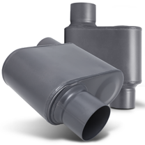 Magshion 3 Inch Inlet/Outlet Straight-Through Round Straight Cut Stainless Steel Chambered Exhaust Muffler Tip, Set of 2, Gray