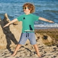 thumbnail image 3 of FORMRS Boys Rash Guard Short Sleeves Swim Shirt Quick Dry UPF 50+ Sun Protection, Sizes 3-12T, Green Cat, 3 of 6