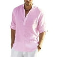 thumbnail image 1 of Chemise Homme en Lin à Manches Longues Couleur Unie Chemise Décontractée Coton, 1 of 2