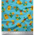 thumbnail image 1 of Soimoi Blue Moss Georgette Fabric Dot,Leaves & Buttercup Floral Printed Fabric 1 Yard 42 Inch Wide, 1 of 1