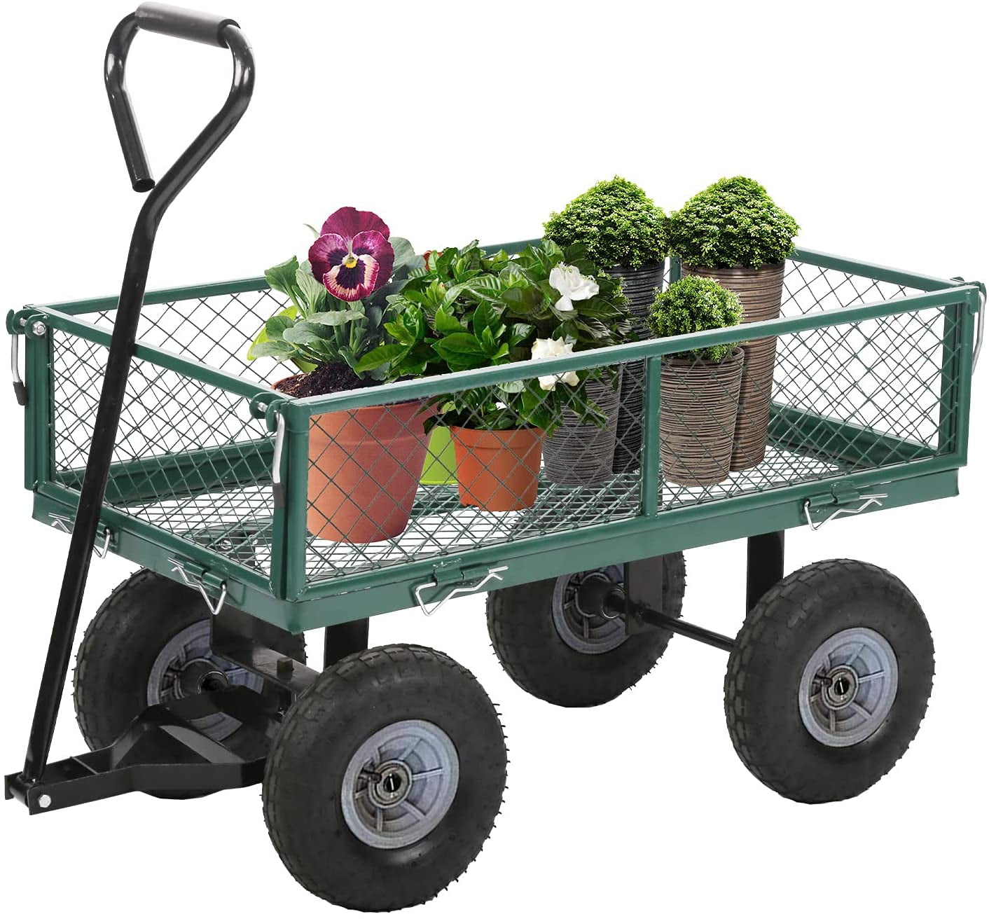 Heavy Duty Outdoor Steel Utility Cart, Steel Garden Utility Cart Wagon