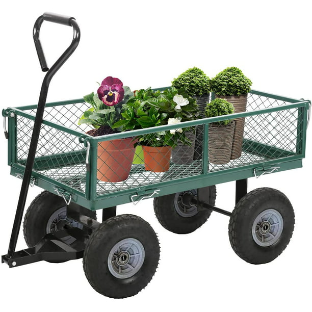 Heavy Duty Outdoor Steel Utility Cart, Heavy Duty Garden Wagon