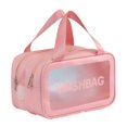thumbnail image 1 of Bolsa de cosméticos húmeda y seca de gran capacidad de doble capa de PU, bolsa de aseo impermeable gruesa, bolsa de almacenamiento de viaje, rosa, 1 of 4