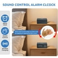 thumbnail image 3 of Onekawa Wooden Digital Alarm Clock with Wireless Charging Stylish LED Display for Bedrooms Adjustable Brightness and Voice Control Alarm Clock Perfect for Desks-Black, 3 of 9