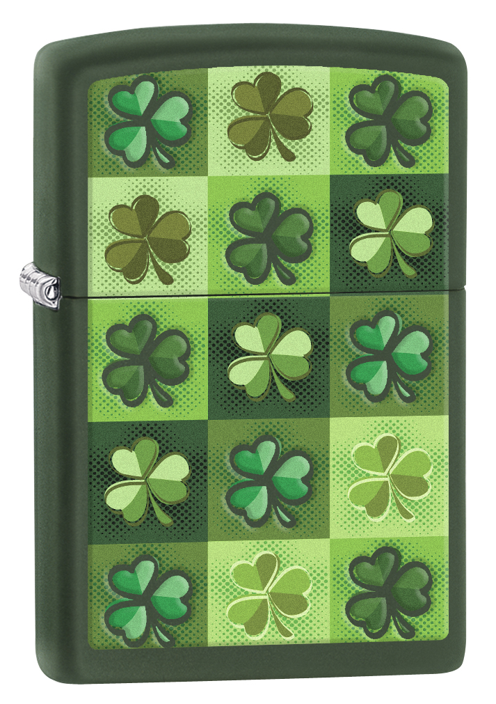 Zippo Lighter Shamrock Mosaic Green Matte 78522