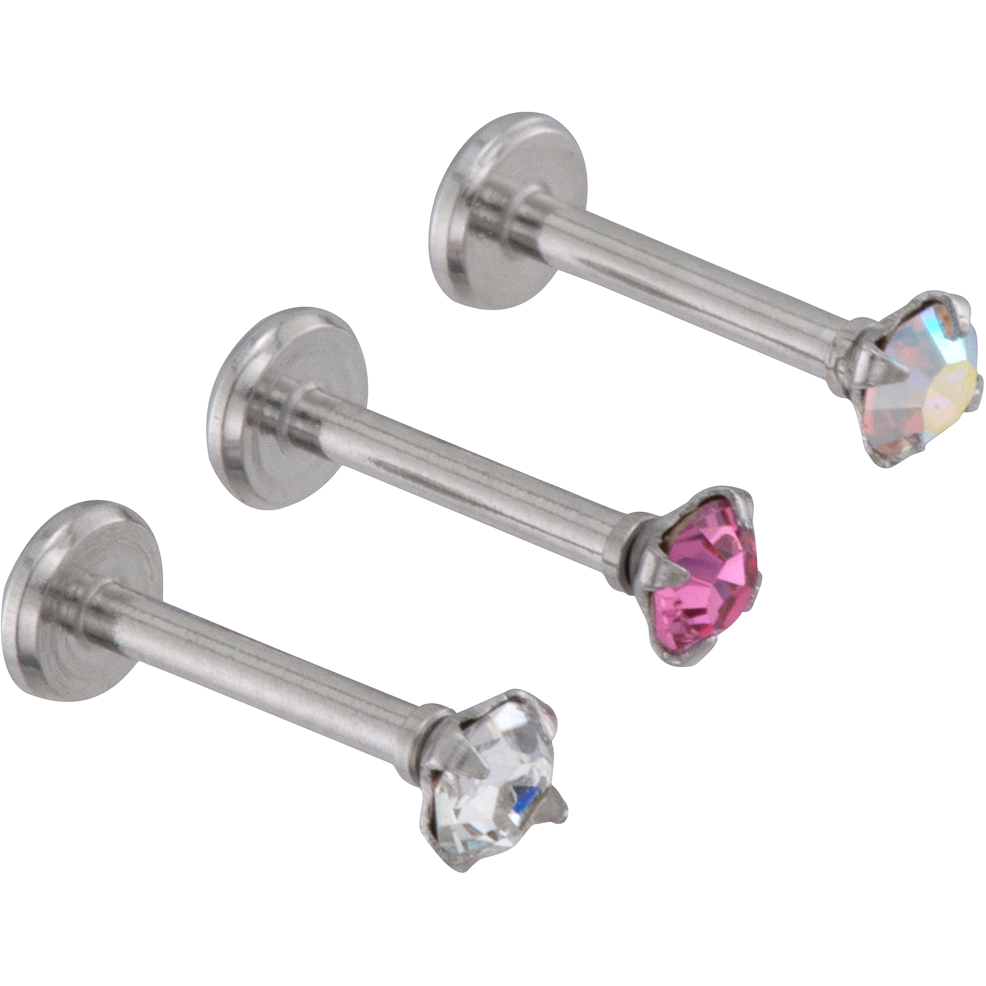 Women's Internally Threaded Prong Set Crystal Monroe Body Jewelry in Stainless Steel