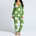 thumbnail image 3 of Women's Sexy Butt Button Back Flap Jumpsuit V Neck Long Sleeve Romper Solid Bodycon Pajamas One Piece, 3 of 6