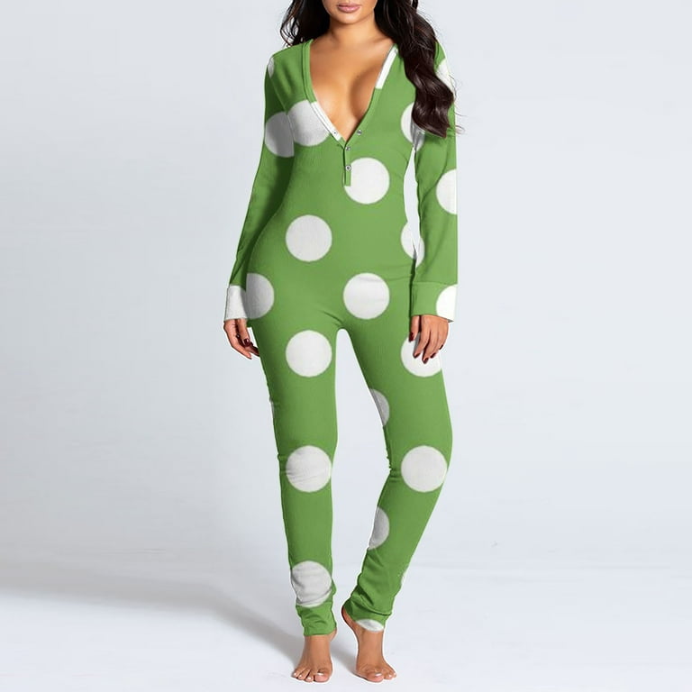 Naughty Butt-Flap Pajama Onesie for Women Sexy One Piece Long