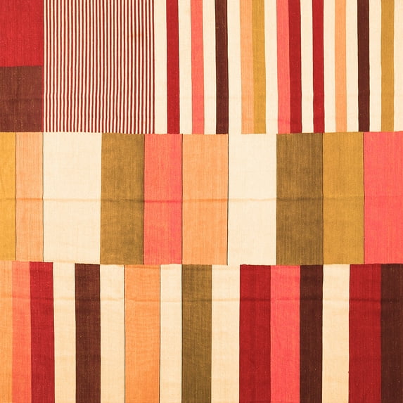 Ahgly Company Indoor Square Patchwork Orange Transitional Area Rugs, 3' Square