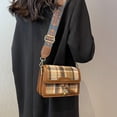 thumbnail image 4 of Bolso de mensajero pequeño para mujer nueva moda bolso de mensajero de poliéster bolso de punto a cuadros bagbrown, 4 of 6