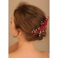 thumbnail image 4 of Crystal Hair Comb for Women Red Pearl Wedding Bridal Hair Piece Boho Hair Accessories for Prom Party, 4 of 4